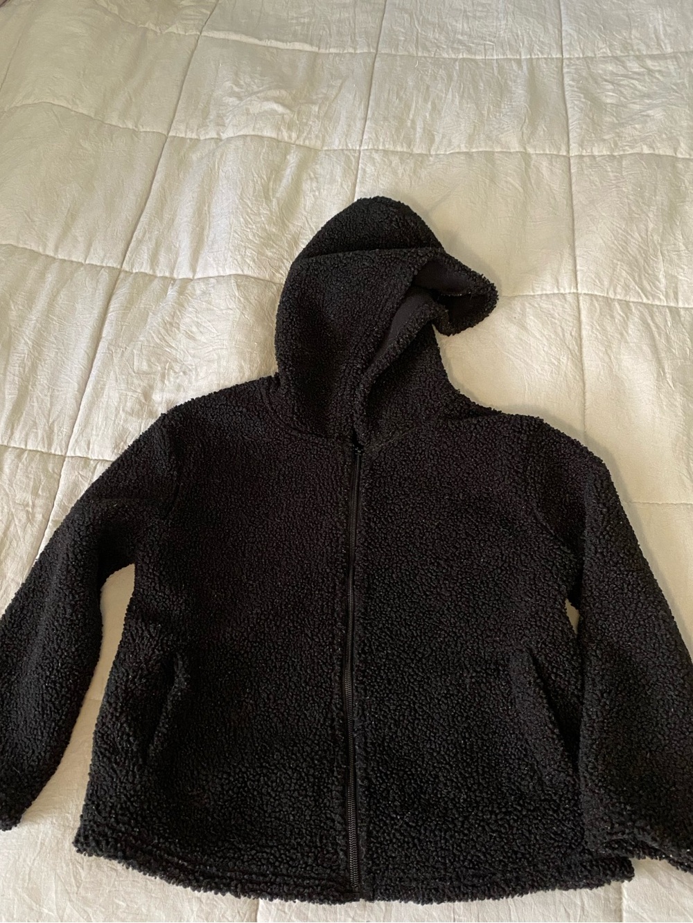 Kids Black Sherpa Zip Hoodie - Warm Fleece Jacket